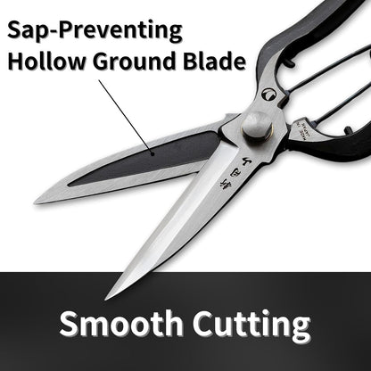 Japanese Pruning Shears for Gardening 8”, Professional Heavy Duty Bypass Pruners, Hand Forged Japanese Carbon Steel Blade, Spring Loaded Handle, Made in Japan
