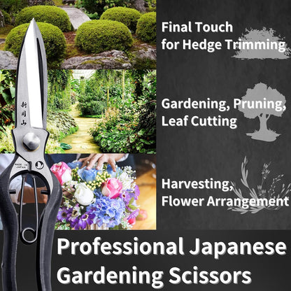 Japanese Pruning Shears for Gardening 8”, Professional Heavy Duty Bypass Pruners, Hand Forged Japanese Carbon Steel Blade, Spring Loaded Handle, Made in Japan