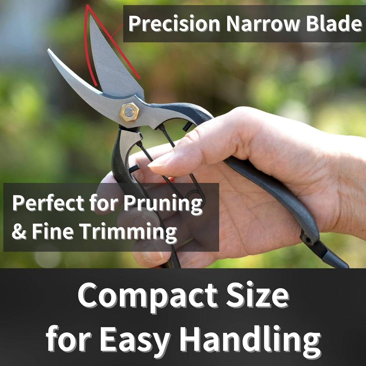 Japanese Pruning Shears for Gardening 8”, Professional Heavy Duty Bypass Pruners, Hand Forged Japanese Carbon Steel Blade, Spring Loaded Handle, Made in Japan