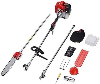 42.7CC 2 Stroke Gas Powered Pole Chainsaw Pruner Trimmer,1.7HP 12 Inch Cordless Pole Saw Tree Trimmer with 12" Blade,105cm Long Reach Extension Pole,Total Length with Extension Pole - 340cm