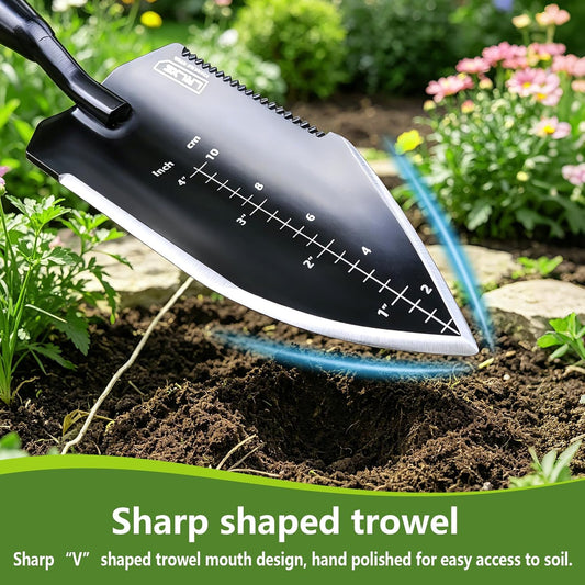 Heavy Duty Stainless Steel Garden Trowel, Non Slip Rubber Hand Shovel
