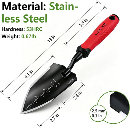 Heavy Duty Stainless Steel Garden Trowel, Non Slip Rubber Hand Shovel