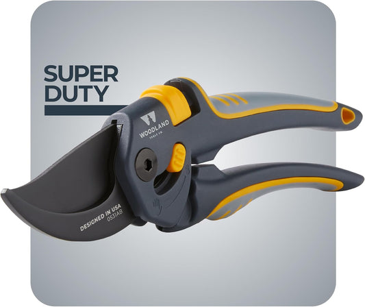 . Super Duty Bypass Pruning Shears – 3/4" Cut Capacity, Gear-Driven Cutting System, High Carbon Steel Blade, Internal Spring, Adjustable Grip, Garden Pruner for Thick Stems and Shrubs