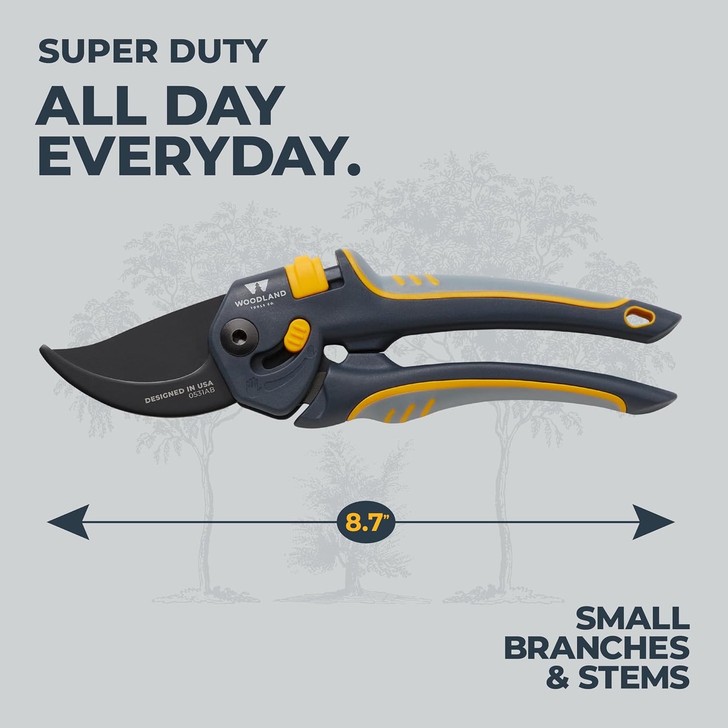 . Super Duty Bypass Pruning Shears – 3/4" Cut Capacity, Gear-Driven Cutting System, High Carbon Steel Blade, Internal Spring, Adjustable Grip, Garden Pruner for Thick Stems and Shrubs
