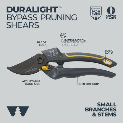 . Super Duty Bypass Pruning Shears – 3/4" Cut Capacity, Gear-Driven Cutting System, High Carbon Steel Blade, Internal Spring, Adjustable Grip, Garden Pruner for Thick Stems and Shrubs