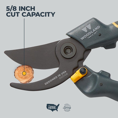 . Super Duty Bypass Pruning Shears – 3/4" Cut Capacity, Gear-Driven Cutting System, High Carbon Steel Blade, Internal Spring, Adjustable Grip, Garden Pruner for Thick Stems and Shrubs