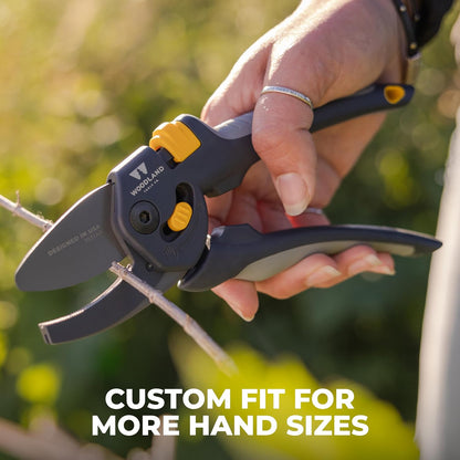 . Super Duty Bypass Pruning Shears – 3/4" Cut Capacity, Gear-Driven Cutting System, High Carbon Steel Blade, Internal Spring, Adjustable Grip, Garden Pruner for Thick Stems and Shrubs
