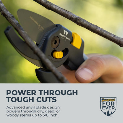 . Super Duty Bypass Pruning Shears – 3/4" Cut Capacity, Gear-Driven Cutting System, High Carbon Steel Blade, Internal Spring, Adjustable Grip, Garden Pruner for Thick Stems and Shrubs