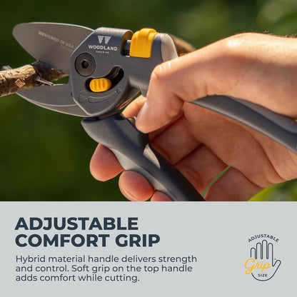 . Super Duty Bypass Pruning Shears – 3/4" Cut Capacity, Gear-Driven Cutting System, High Carbon Steel Blade, Internal Spring, Adjustable Grip, Garden Pruner for Thick Stems and Shrubs