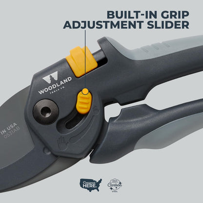 . Super Duty Bypass Pruning Shears – 3/4" Cut Capacity, Gear-Driven Cutting System, High Carbon Steel Blade, Internal Spring, Adjustable Grip, Garden Pruner for Thick Stems and Shrubs