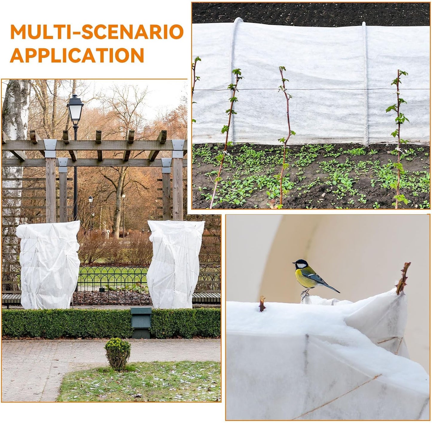 3 Pcs Floating Row Cover 10x33 Ft Frost Blanket Plants Bed,White