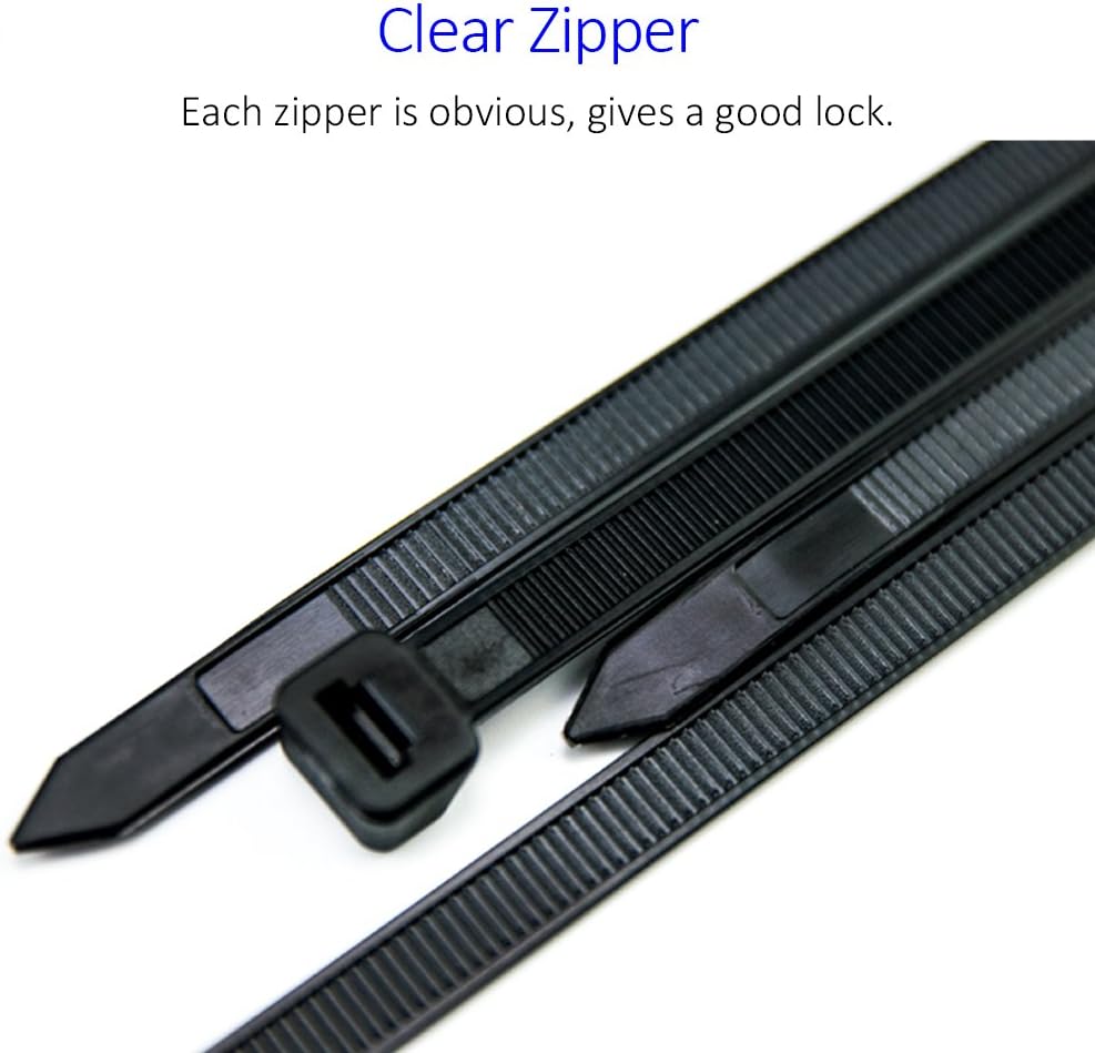 Cable Zip Ties Heavy Duty 12 Inch, Ultra Strong Plastic Wire Ties with 120 Pounds Tensile Strength, 100 Pieces, Nylon Tie Wraps with 0.3 Inch Width in Black & White, Indoor and Outdoor UV Resistant