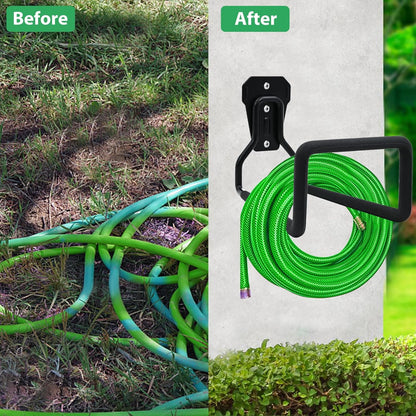 Garden Hose Holder - Hose Hanger Wall Mount, Heavy Duty Water Hose Holder for Outdoor/Indoor Use in Yard, Metal Durable Hose Hooks, Ideal for Water Hose Storage