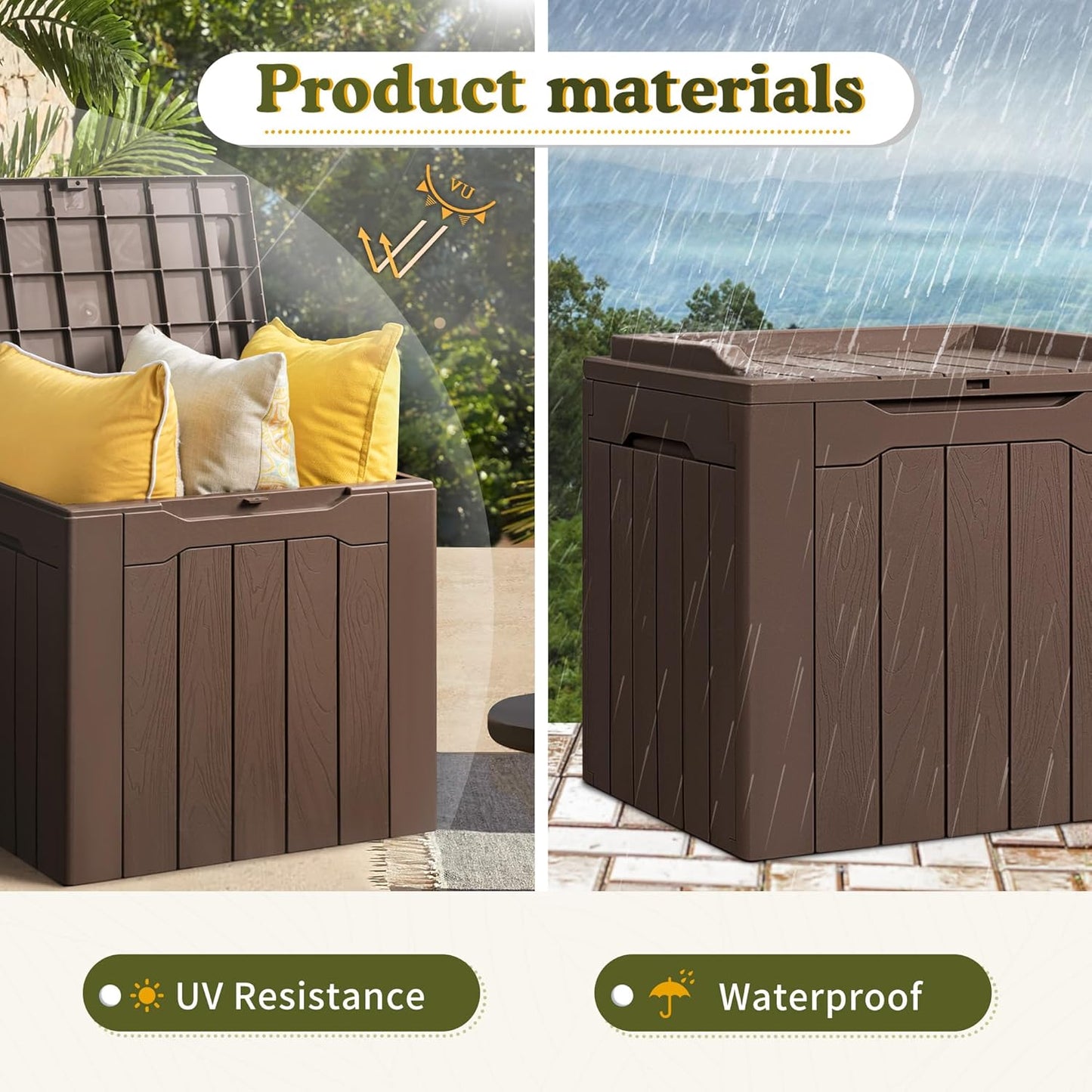 Devoko 100 Gallon Waterproof Large Resin Deck Box Indoor Outdoor Lockable Storage Container for Patio Furniture Cushions Garden Tools (100 Gallon, Black)