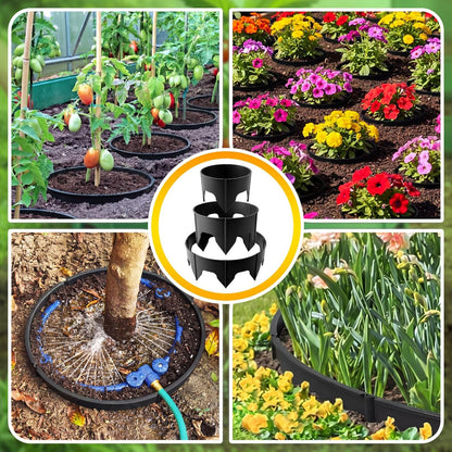 50 Pcs Planting Grow Rings, Diameter Range 8.2-15.7 Inches, Adjustable Interlocking Plant Support Rings with Mallet, Reusable Tree Watering Ring for Garden Root Irrigation (Black)