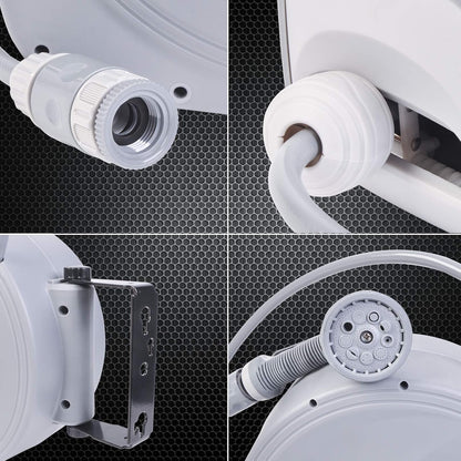 Retractable Garden Water Hose Reel Storage Gun Rewind Wall Mount 32Feet/65Feet/100Feet (65 Feet)