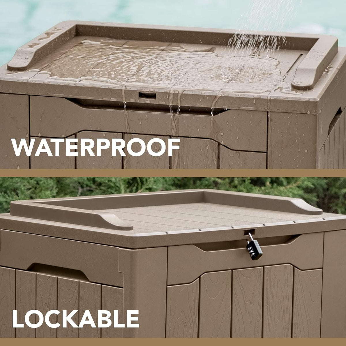 30 Gallon Resin Deck Box Waterproof Outdoor Storage Box for Patio Furniture Pool Accessories Indoor Storage for Cushion Garden Tools (30 Gallon, Black)