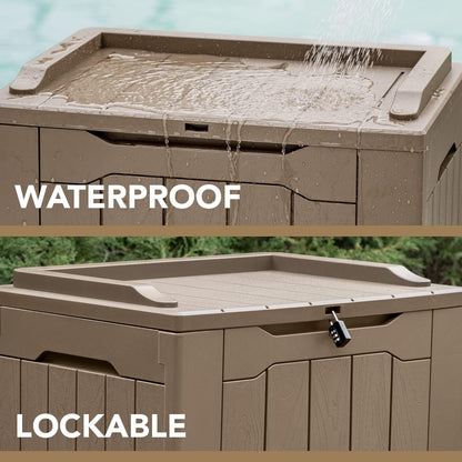 30 Gallon Resin Deck Box Waterproof Outdoor Storage Box for Patio Furniture Pool Accessories Indoor Storage for Cushion Garden Tools (30 Gallon, Black)