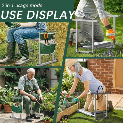 FLINTER Wider Garden Kneeler and Seat, Heavy Duty Thick Gardening Bench for Kneeling and Seat - Garden Kneelers for Seniors, Gardening Stools for Women, Grandparents, Gardeners, Black