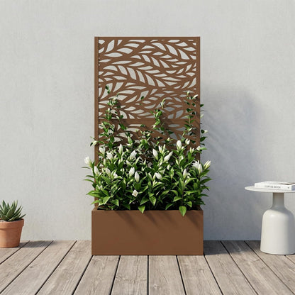 Casaphoria Metal Raised Garden Bed with Trellis and Wheels, 72"x47"x16" Planter Box for Climbing Plants, Vegetables & Vines, Features Drainage Holes and Privacy Screen (Black-Louver) - Colors C