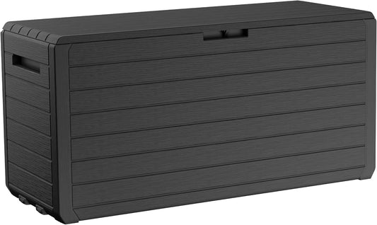 Keter Marvel Plus 71 Gallon Resin Outdoor Storage Box for Patio Furniture Cushions, Throw Pillows, Garden Tools and Pool Floats, Brown
