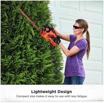 BLACK+DECKER 20V MAX Hedge Trimmer Cordless, 18 inch Blade, (1) Battery and Charger Included, Light Weight Reduced Vibration, Bush Trimmer Hedger (LHT218C1)