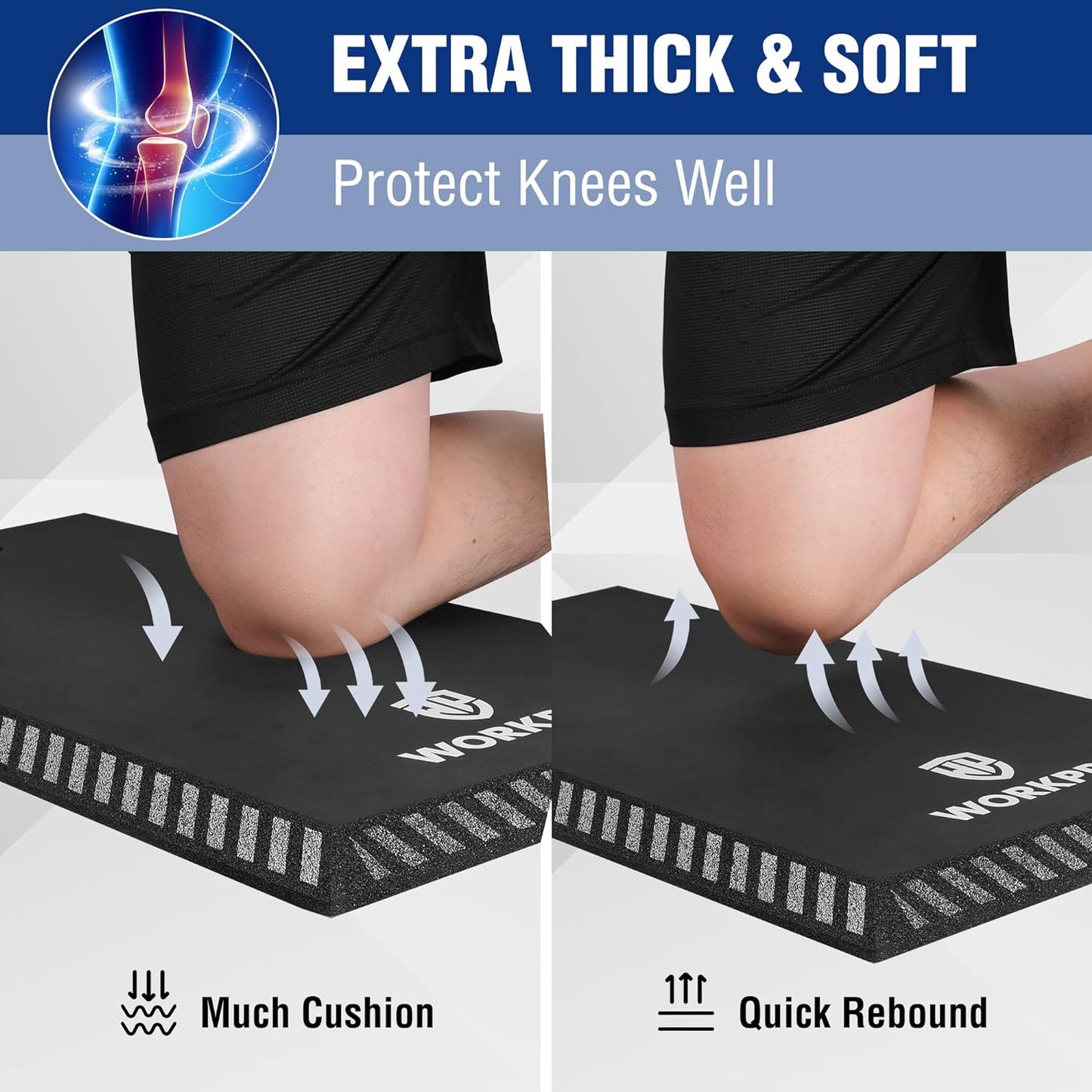 WORKPRO Extra Thick Kneeling Pad, Soft NBR Foam Knee Cushioning, Extra Large Foam Kneeler Mat for Auto-Repair, Gardening, Workout Supplies, 28 x 16 x 1.2in, Black