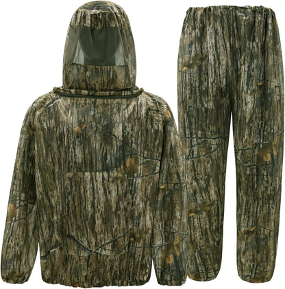 Mosquito Netting Suit Bug Net Mesh Clothing with Hood Outdoor Garden Hunting Camo Protection from Fly Insects Bugs