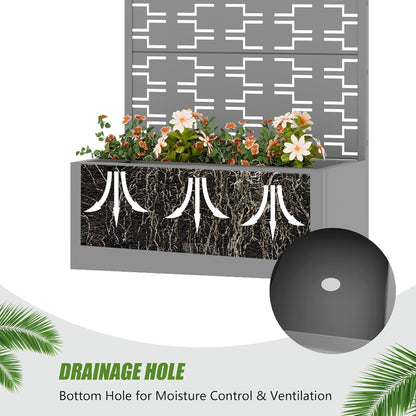 Casaphoria Metal Raised Garden Bed with Trellis and Wheels, 72"x47"x16" Planter Box for Climbing Plants, Vegetables & Vines, Features Drainage Holes and Privacy Screen (Black-Louver) - Colors C