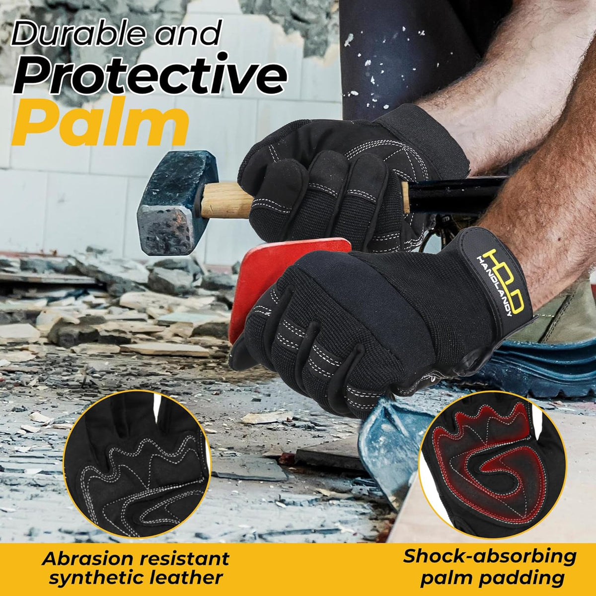 Work Gloves for Men & Women, Utility Mechanic Working Gloves Touch Screen, Flexible Gardening Gloves for Yard