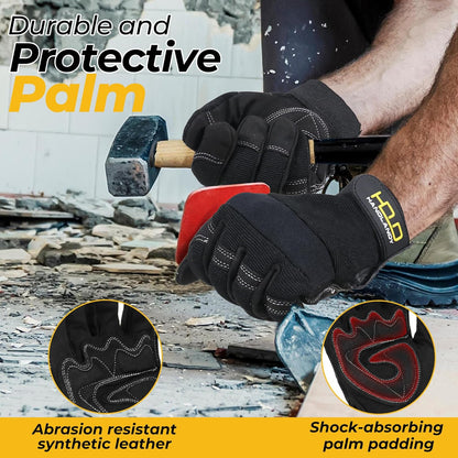 Work Gloves for Men & Women, Utility Mechanic Working Gloves Touch Screen, Flexible Gardening Gloves for Yard