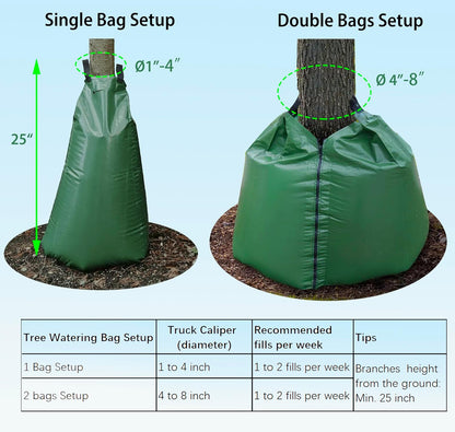 20gal Tree Watering Ring with Coconut Fiber Mulch Ring, Deep Root&Slow Release&Automatic Drip Irrigation Watering System for Trees and shrubs (2*Watering Ring +2* Mulch Mat)