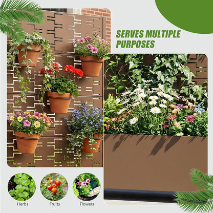 Casaphoria Metal Raised Garden Bed with Trellis and Wheels, 72"x47"x16" Planter Box for Climbing Plants, Vegetables & Vines, Features Drainage Holes and Privacy Screen (Black-Louver) - Colors A