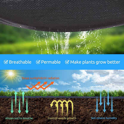 4ft x300ft Black Weed Barrier 3.5oz Landscape Premium Fabric-Heavy Duty Woven Ground Cloth with Superior Permeability Weed Control Convenient Design - Colors K