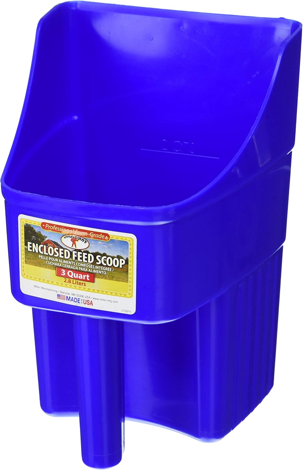 Little Giant® Plastic Enclosed Feed Scoop | Heavy Duty Durable Stackable Feed Scoop with Measure Marks | 3 Quart | Ranchers, Homesteaders and Livestock Farmers | Lime Green