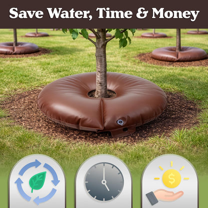 15 Gallon Tree Watering Ring - Heavy Duty PVC Round Reusable Refillable Automatic Drip Irrigation System for Shrubs, Sapling, or Small Tree Watering Bags Slow Release by Pure Garden