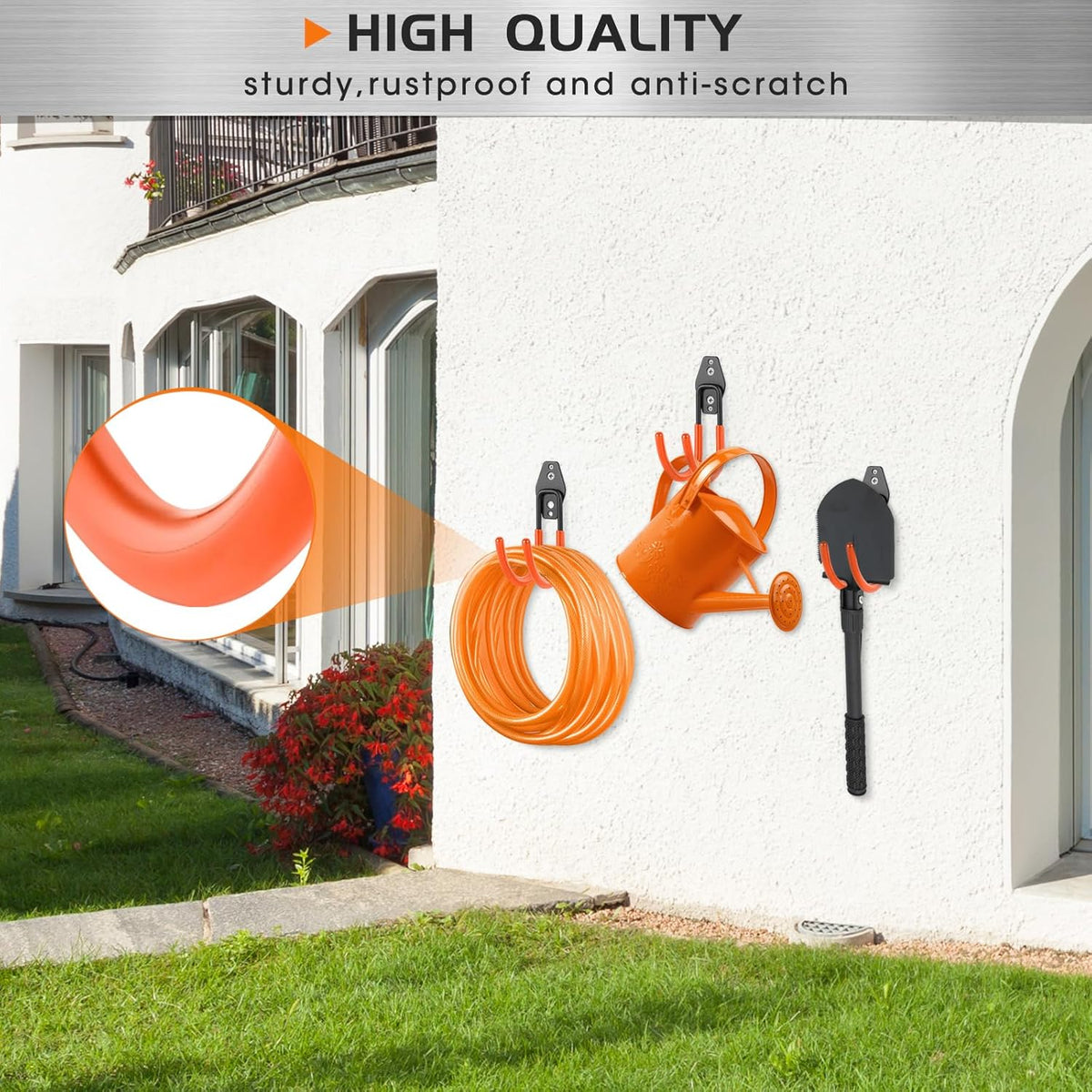 Hose Hanger Wall Mount 2 Pack,Heavy Duty Hose Holder with Screws Metal Hose Hangers for Outside,Hose Rack Suitable for Garage,Garden and Yard