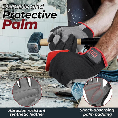 Work Gloves for Men & Women, Utility Mechanic Working Gloves Touch Screen, Flexible Gardening Gloves for Yard