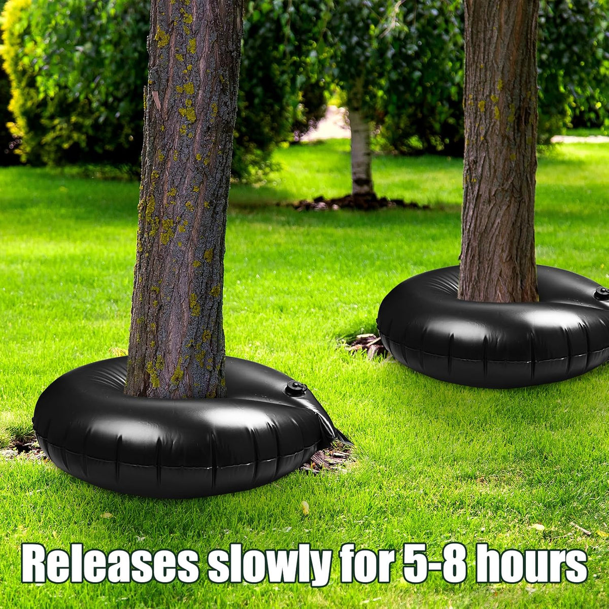 Foaincore 6 Pcs 10 Gallon Heavy Duty Tree Watering Ring PVC Drip Irrigation Deep Tree Root Watering Bag Round Trees Slow Release Water Pouch Planting Drip Irrigation Rings for Gardening Supply(Green)