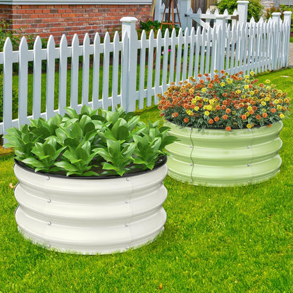 Pattiumo Galvanized Raised Garden Bed 4×4×1 FT, Round Metal Raised Garden Bed Outdoor Planter Box with Open Bottom, Rust-Resistant Steel Garden Bed for Vegetables Herbs Flowers, Easy Assembly