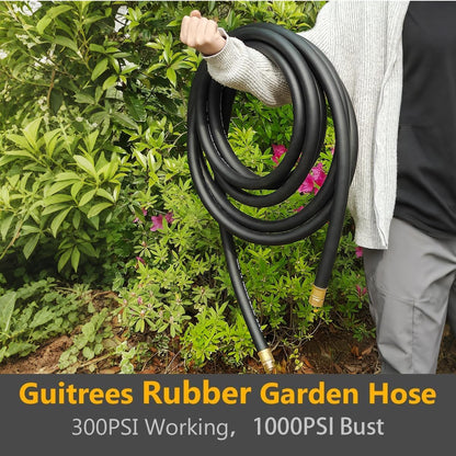 Guitrees Leader Garden Hose 10ft x 5/8", Heavy Duty Short Water Hose, Female to Female Fittings, Five Layered Braiding for Durability, 1000PSI Burst, 300PSI Working (Black) - Colors B