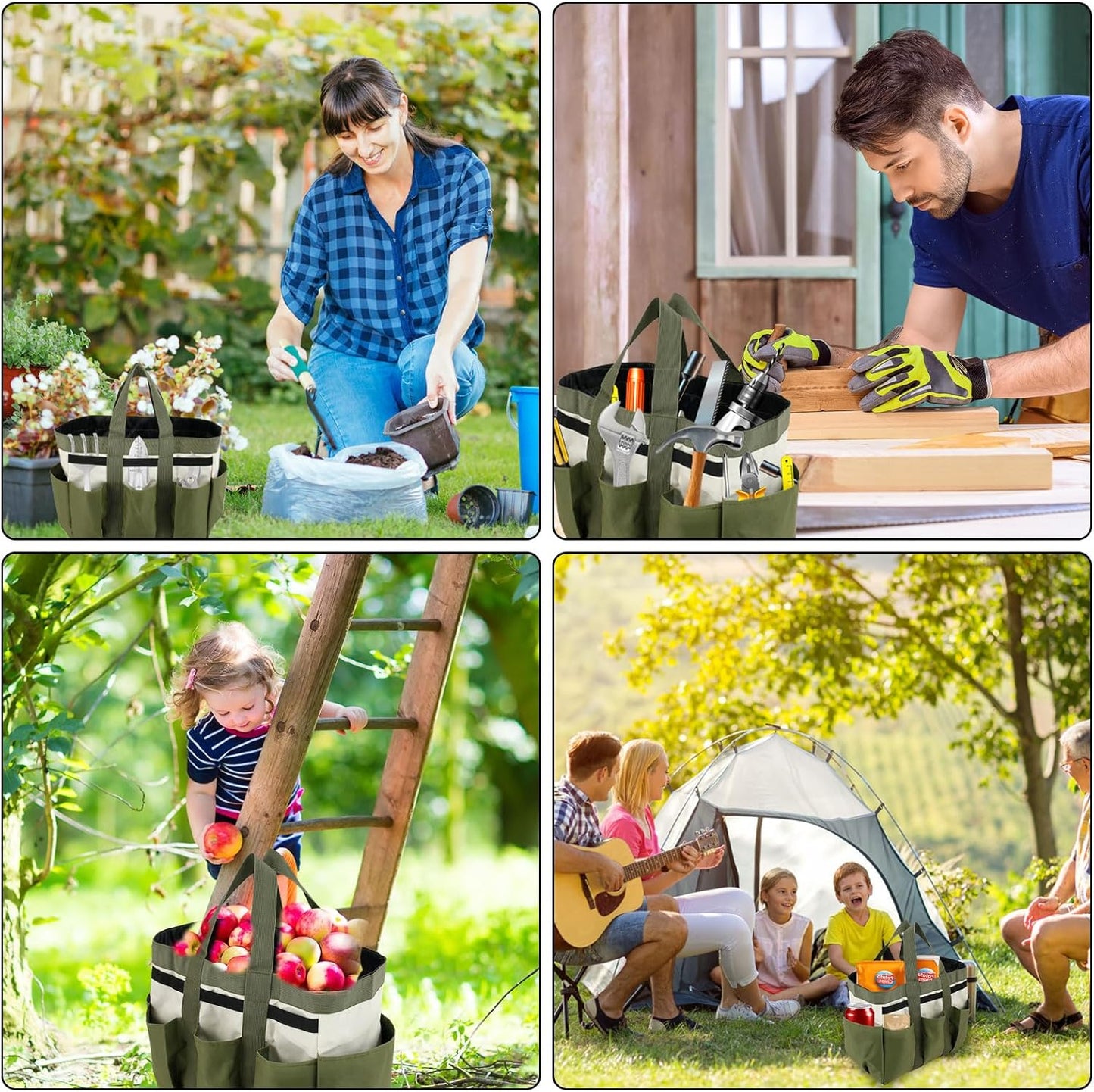Garden Tool Holder Bag With 8 Pockets, Elastic Straps, And Sturdy Handles, Heavy-Duty Oxford Organizer Keeps Gardening Tools Neat And Accessible, Ideal for Men And Women (1 PC)