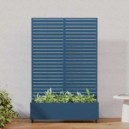 Casaphoria Metal Raised Garden Bed with Trellis and Wheels, 72"x47"x16" Planter Box for Climbing Plants, Vegetables & Vines, Features Drainage Holes and Privacy Screen (Black-Louver) - Colors C