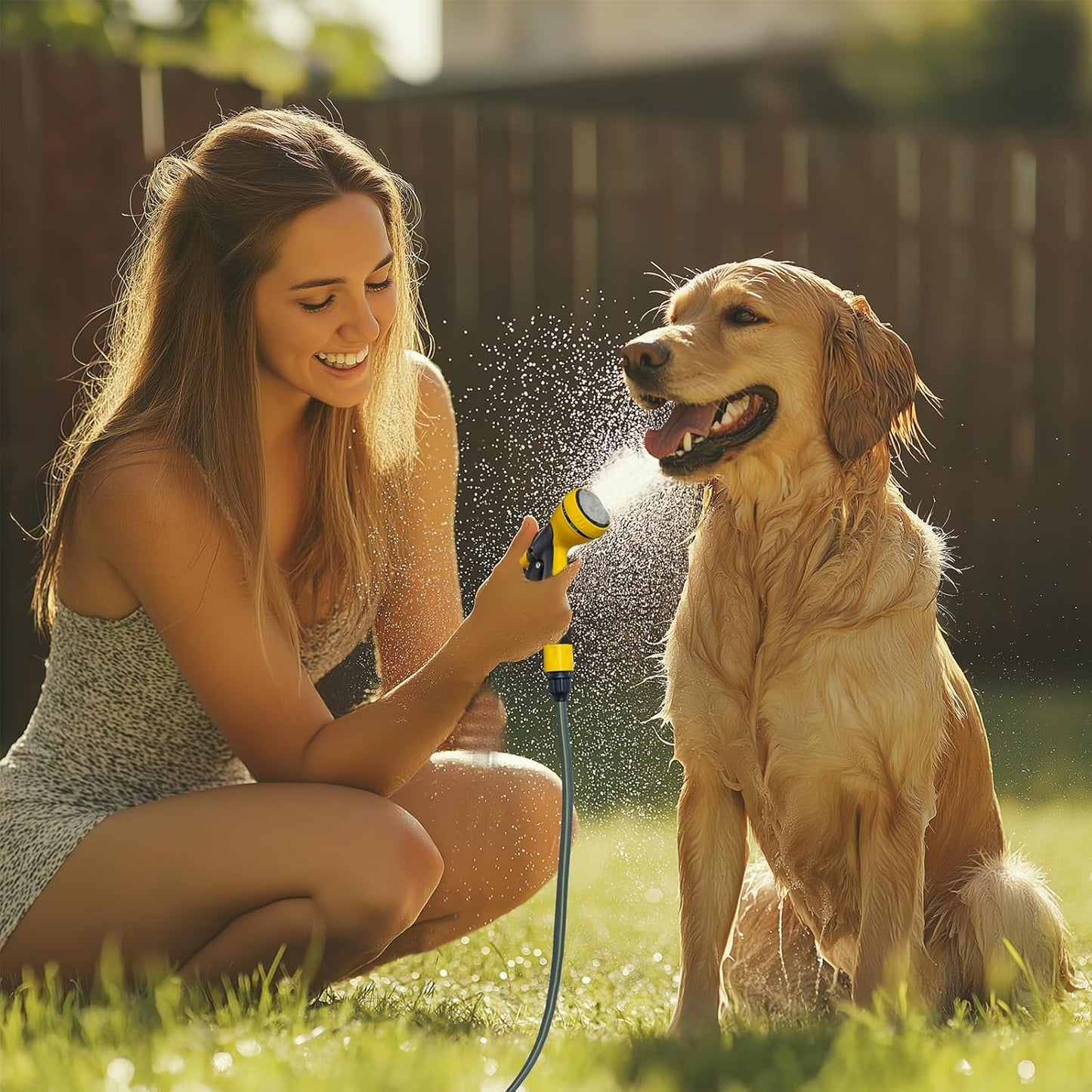 Garden Hose with Reel - 50ft Expandable Water Hose with 8-Pattern Nozzle, Lightweight & Flexible for Gardening, Car Wash, Pet Bath, Patio Cleaning, Anti-Leak Durable Design