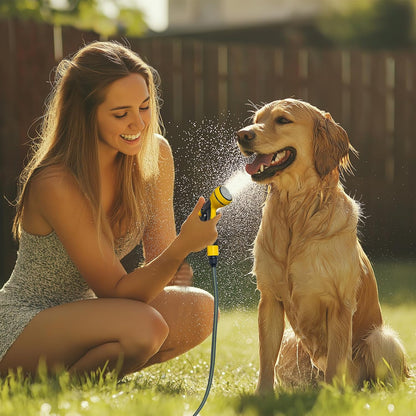 Garden Hose with Reel - 50ft Expandable Water Hose with 8-Pattern Nozzle, Lightweight & Flexible for Gardening, Car Wash, Pet Bath, Patio Cleaning, Anti-Leak Durable Design