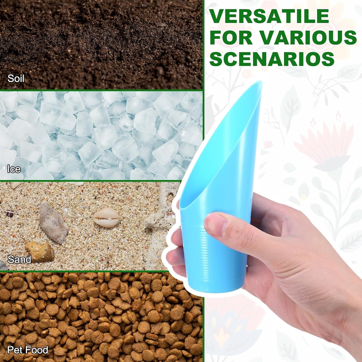 M METERXITY 18-Pack Bonsai Soil Scoops, Plastic Garden Soil Scoops Bucket Shovel Potting Scoopers for Transplanting/Flower Planting/Plant Succulent, Colorful Small Gardening Tools [Multicolor]