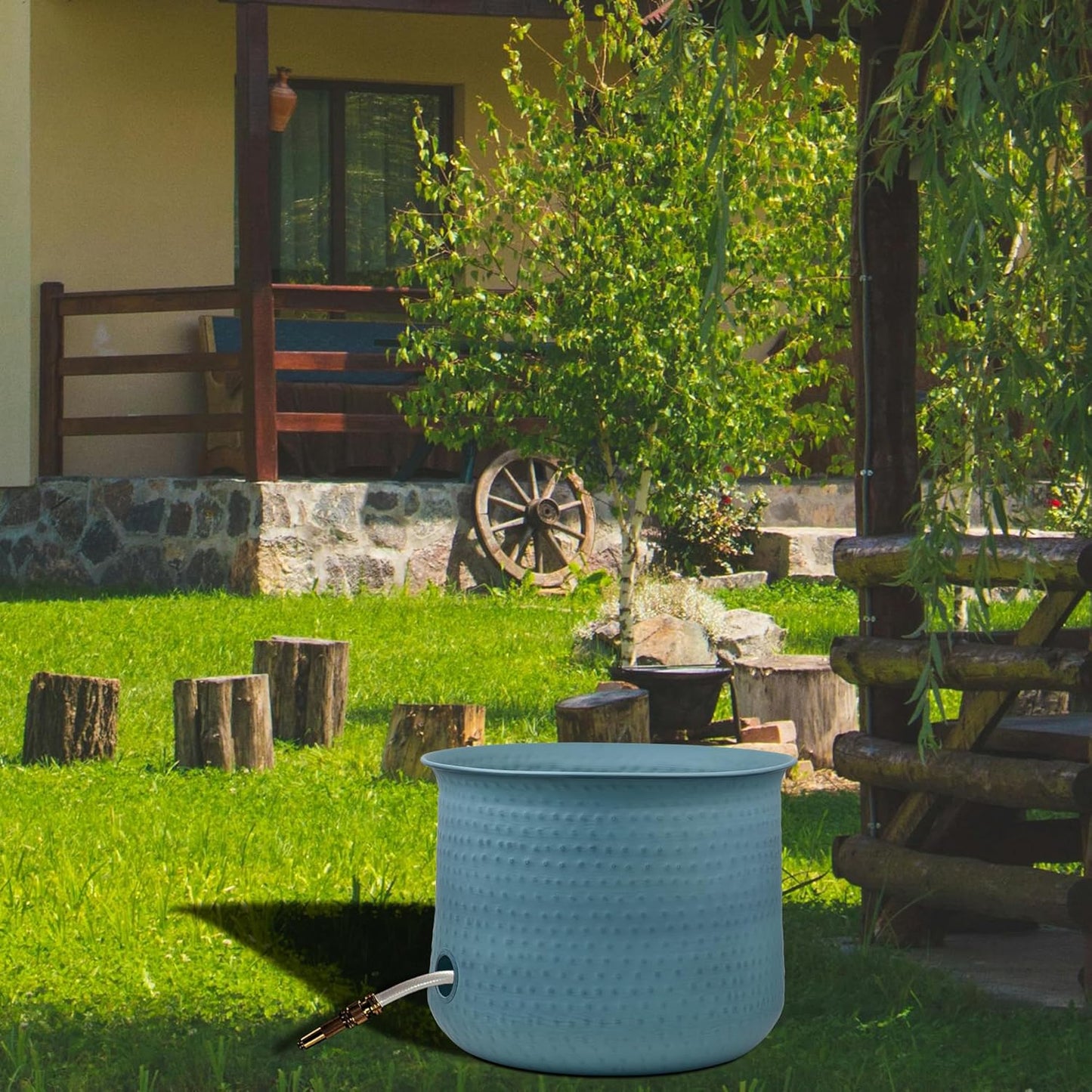 Garden Hose Pot Holder | Water Hose Container Pot For Outside or Indoor Use | Expandable Water Hose Hider Storage Organizer No Lid