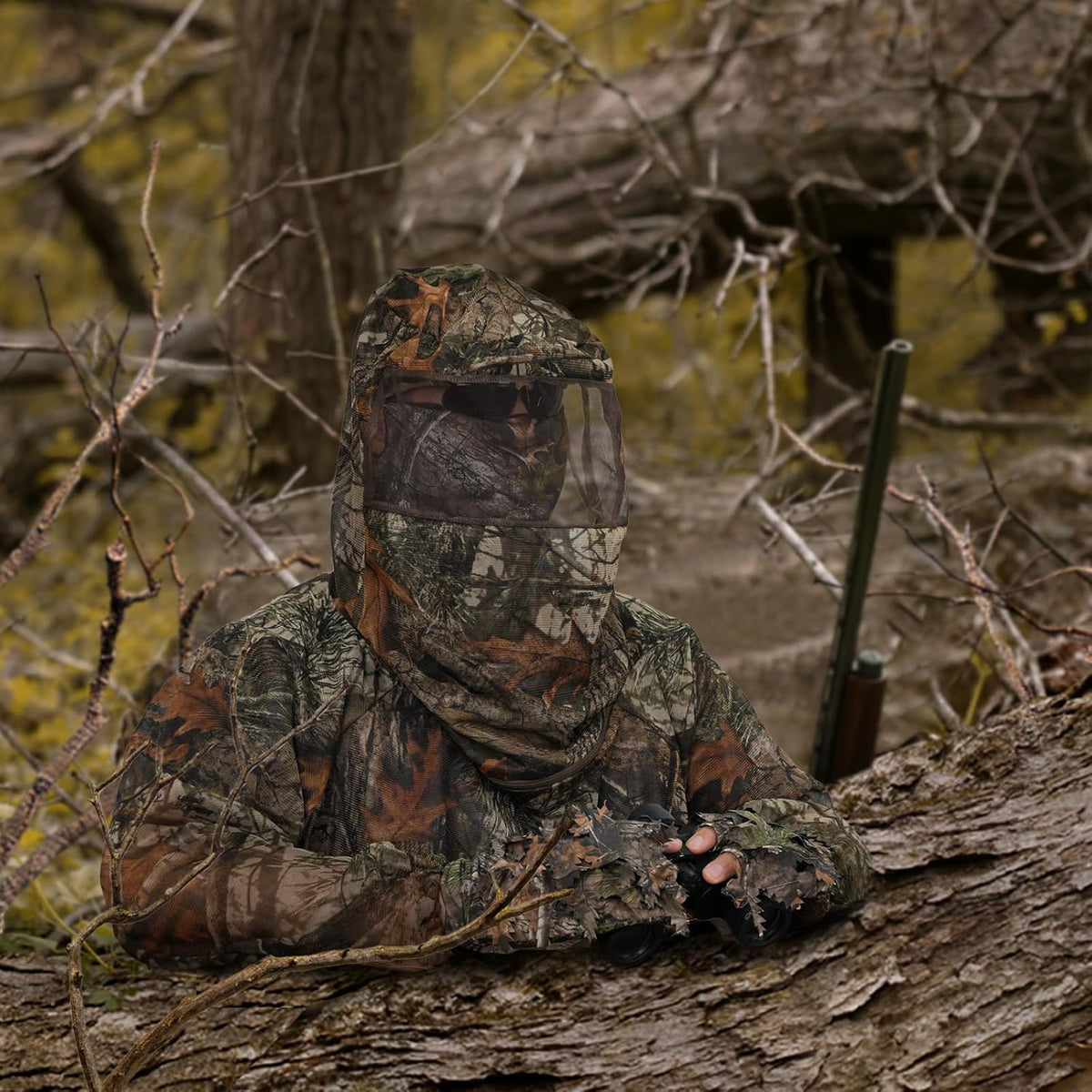 Mosquito Netting Suit Bug Net Mesh Clothing with Hood Outdoor Garden Hunting Camo Protection from Fly Insects Bugs