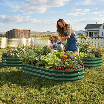 Pattiumo Galvanized Raised Garden Bed 4×4×1 FT, Round Metal Raised Garden Bed Outdoor Planter Box with Open Bottom, Rust-Resistant Steel Garden Bed for Vegetables Herbs Flowers, Easy Assembly
