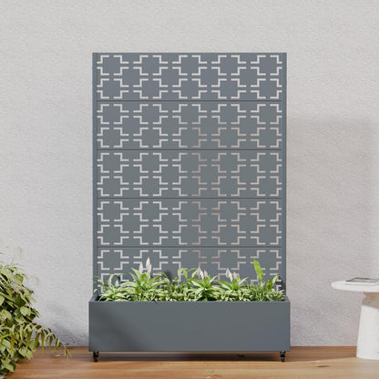 Casaphoria Metal Raised Garden Bed with Trellis and Wheels, 72"x47"x16" Planter Box for Climbing Plants, Vegetables & Vines, Features Drainage Holes and Privacy Screen (Black-Louver) - Colors A